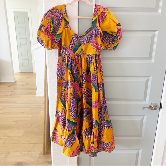 Farm Rio Dress NWT Beaded Macaws Bird Midi - Picture 4 of 5